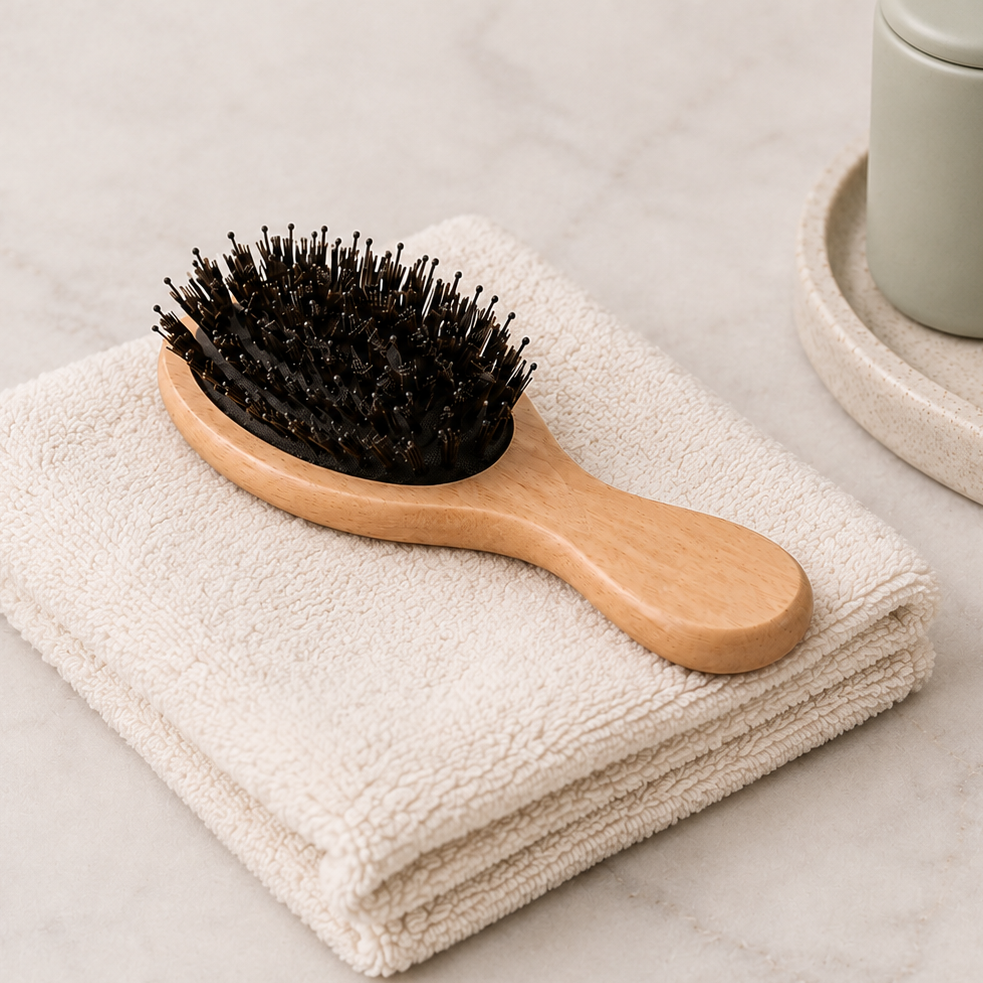 Mini boar bristle hair brush