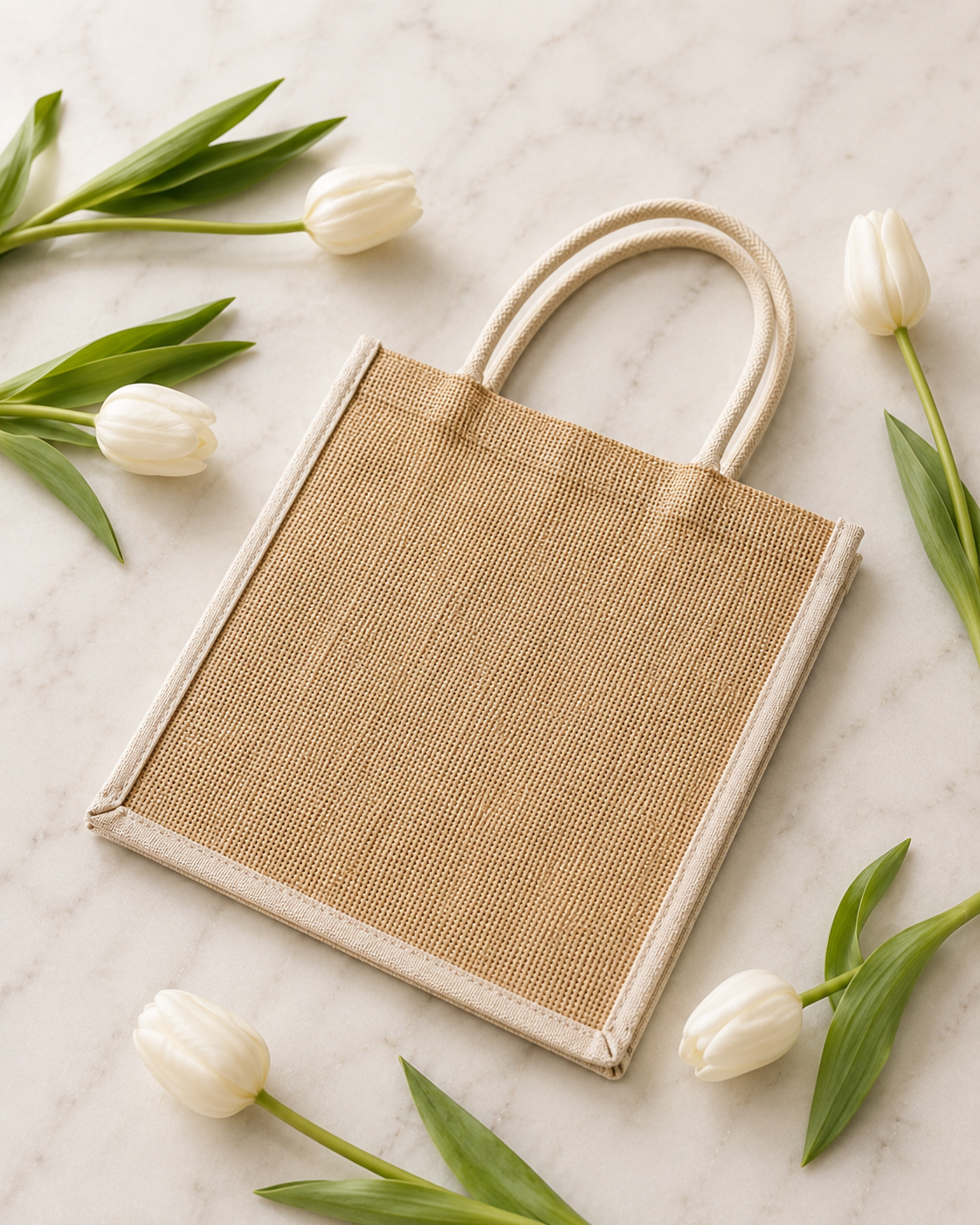 Reusable burlap tote
